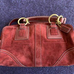 Coach Soho Burgundy Suede Leather Chain Satchel
